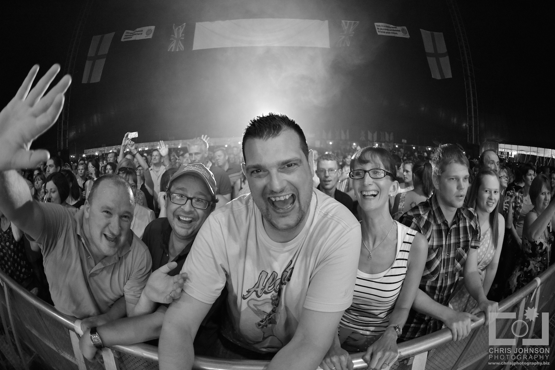 Black and white shot of the HBMF crowd from the stage perspective